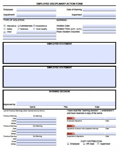 Download Employee Write up Forms
