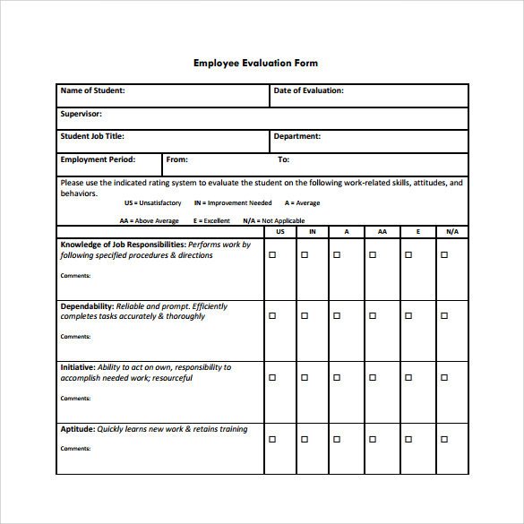 Employee Evaluation Form 21 Download Free Documents in PDF