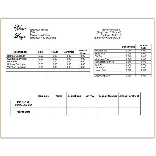 Download a Word or Excel Pay Stub Template