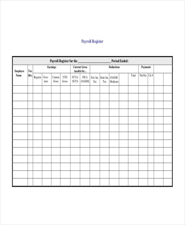 Payroll Register Template 7 Free Word Excel PDF