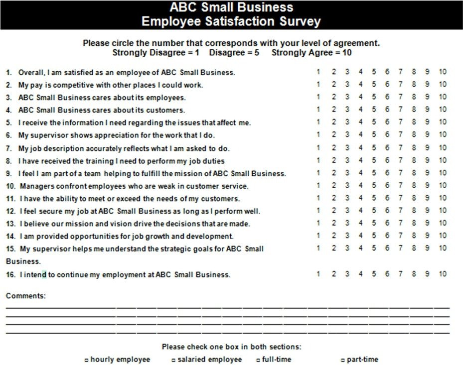 Employee Satisfaction Survey Example — The Thriving Small