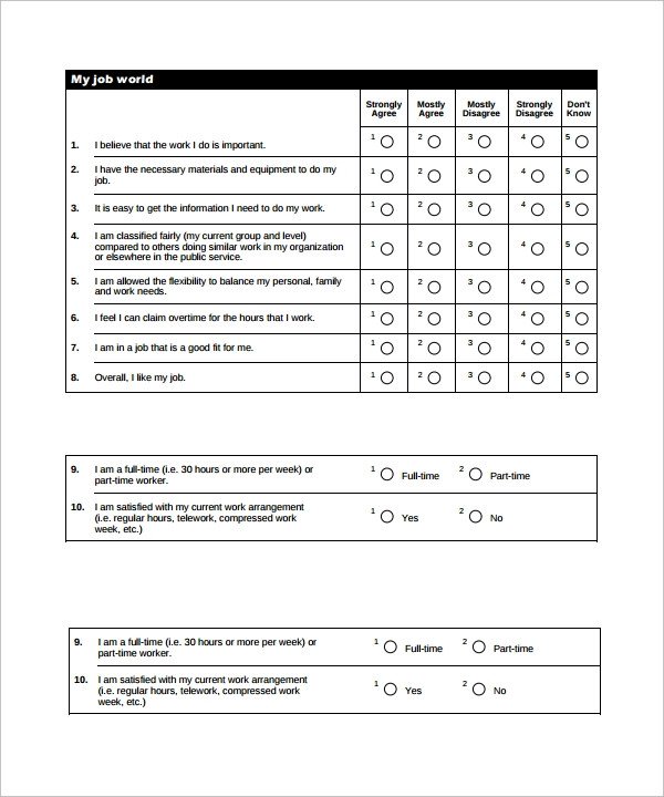 Sample Employee Survey Template 11 Free Documents in