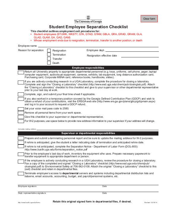 5 Employment Separation Form Templates PDF Word