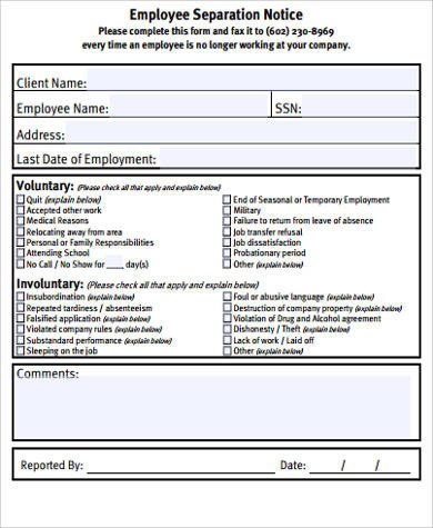 Sample Employee Notice Form 8 Examples in Word PDF