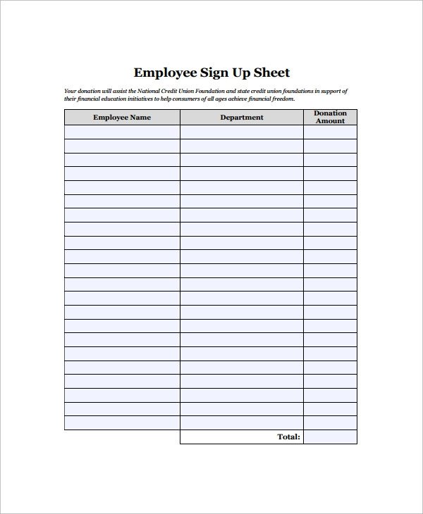 Sample Employee Sign in Sheet 15 Free Documents