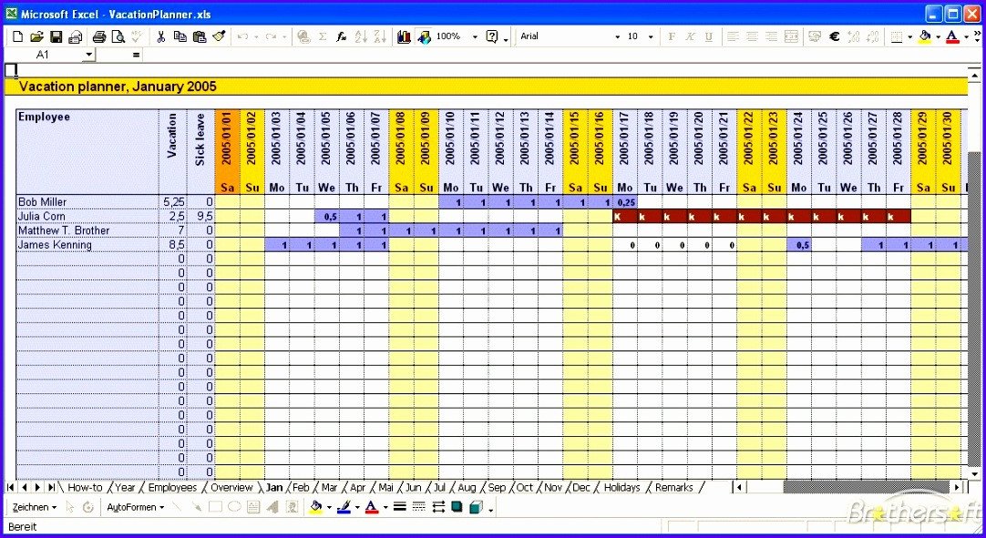 12 Vacation Calendar Template Excel ExcelTemplates
