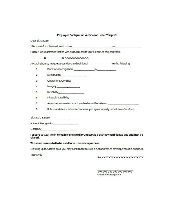 9 Verification of Employment Letter Examples PDF