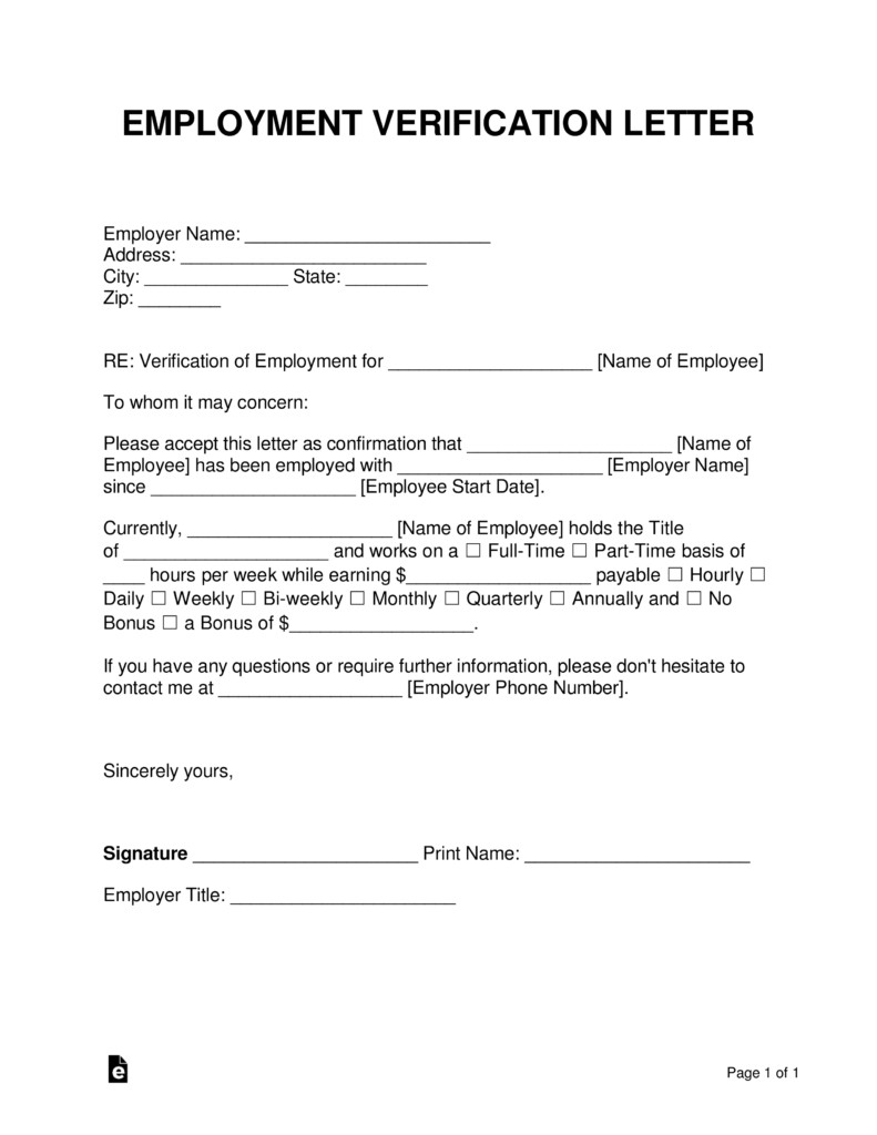 Free Employment In e Verification Letter PDF
