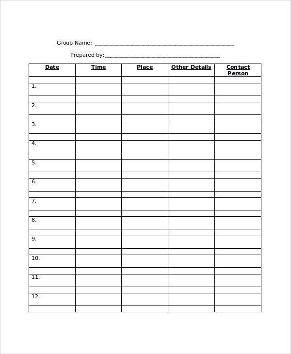 Sample Monthly Work Schedule Template 7 Free Documents