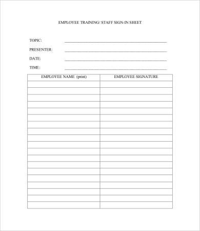 Employee Sign In Sheet Template 11 Free PDF Documents