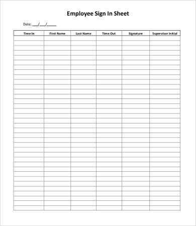 Employee Sign In Sheet Template 11 Free PDF Documents