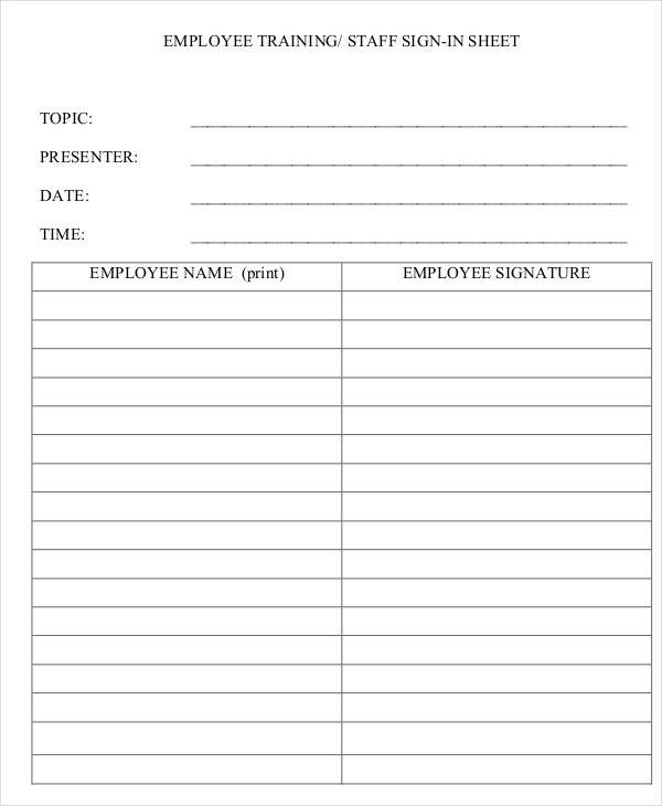 Employee Sign In Sheets 8 Free Word PDF Excel
