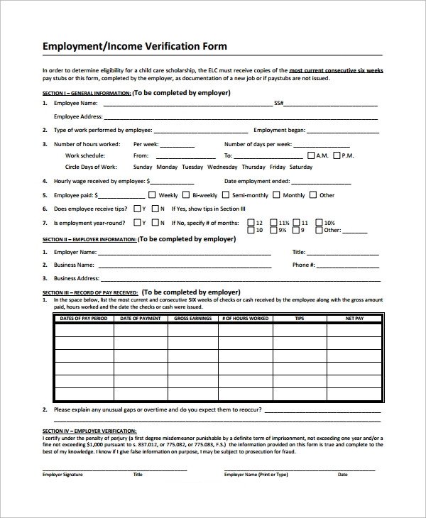 Sample In e Verification Form 9 Free Documents