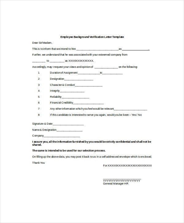 10 Sample Employment Verification Letters PDF Word