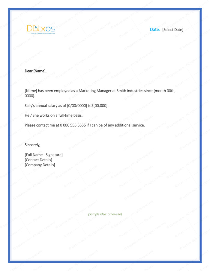 Employment Verification Letter 4 Printable Formats
