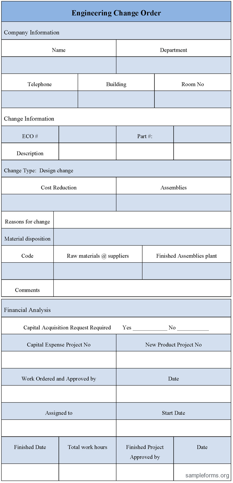 Engineering Change Order Form Sample Forms