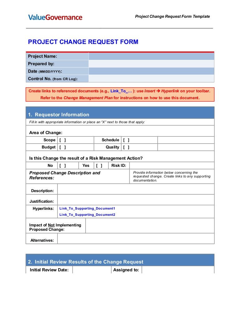 PM002 03 Change Request Form Template