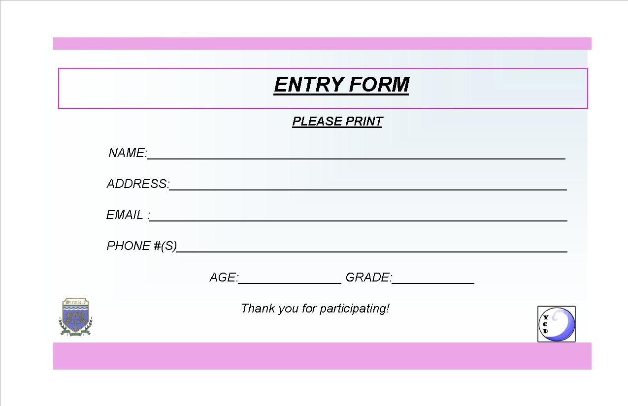 Contest Entry Form Template