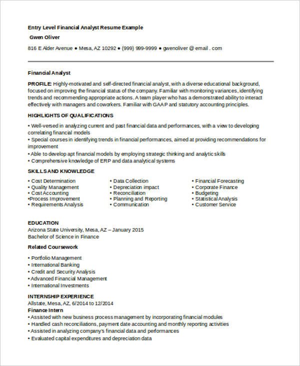 22 Best Finance Resume Templates PDF DOC