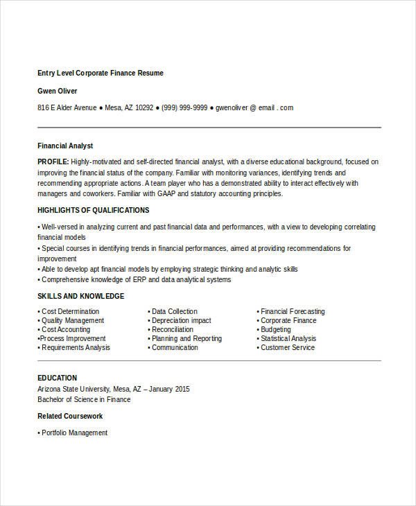 22 Best Finance Resume Templates PDF DOC