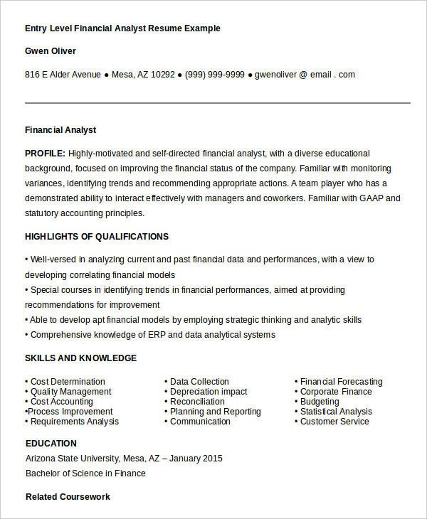 23 Finance Resume Templates PDF DOC