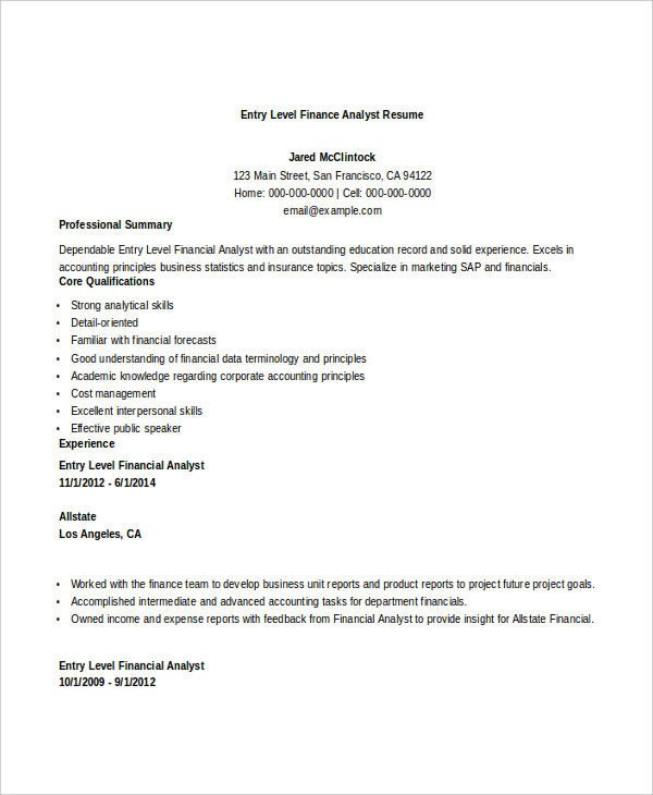 Basic Finance Resume 44 Free Word PDF Documents