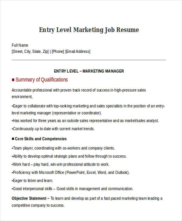 30 Simple Marketing Resume Templates PDF DOC
