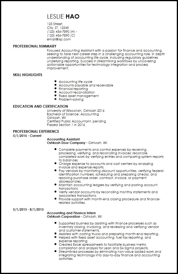 Free Entry Level Accounting & Finance Resume Templates