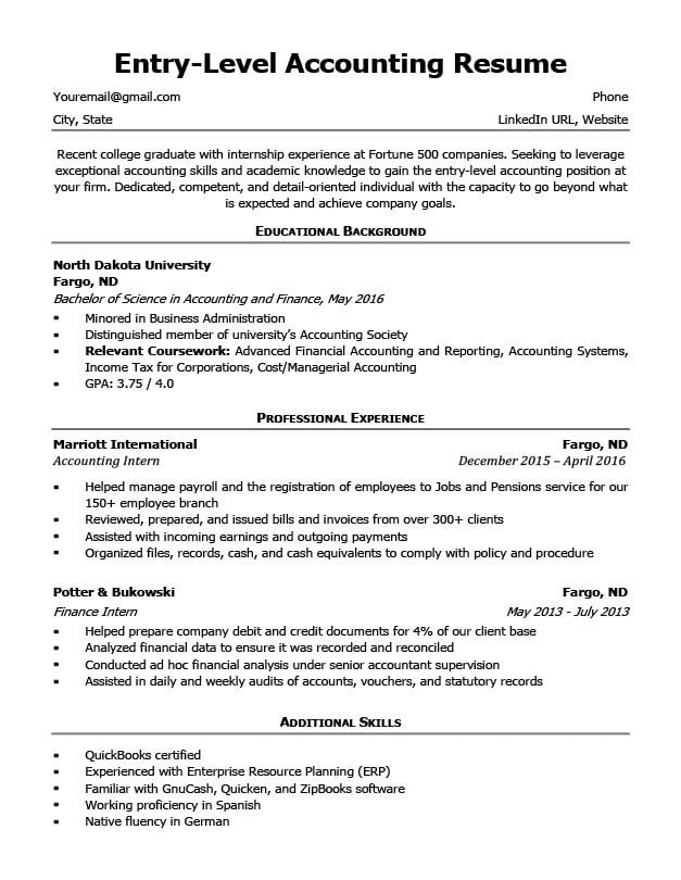 Entry Level Accounting Resume Sample & 4 Writing Tips