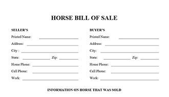 Horse Bill Sale Form