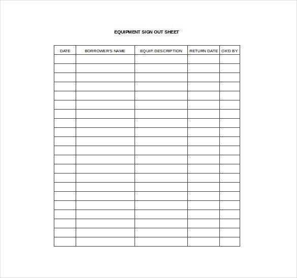 16 Sign Out Sheet Templates Free Sample Example