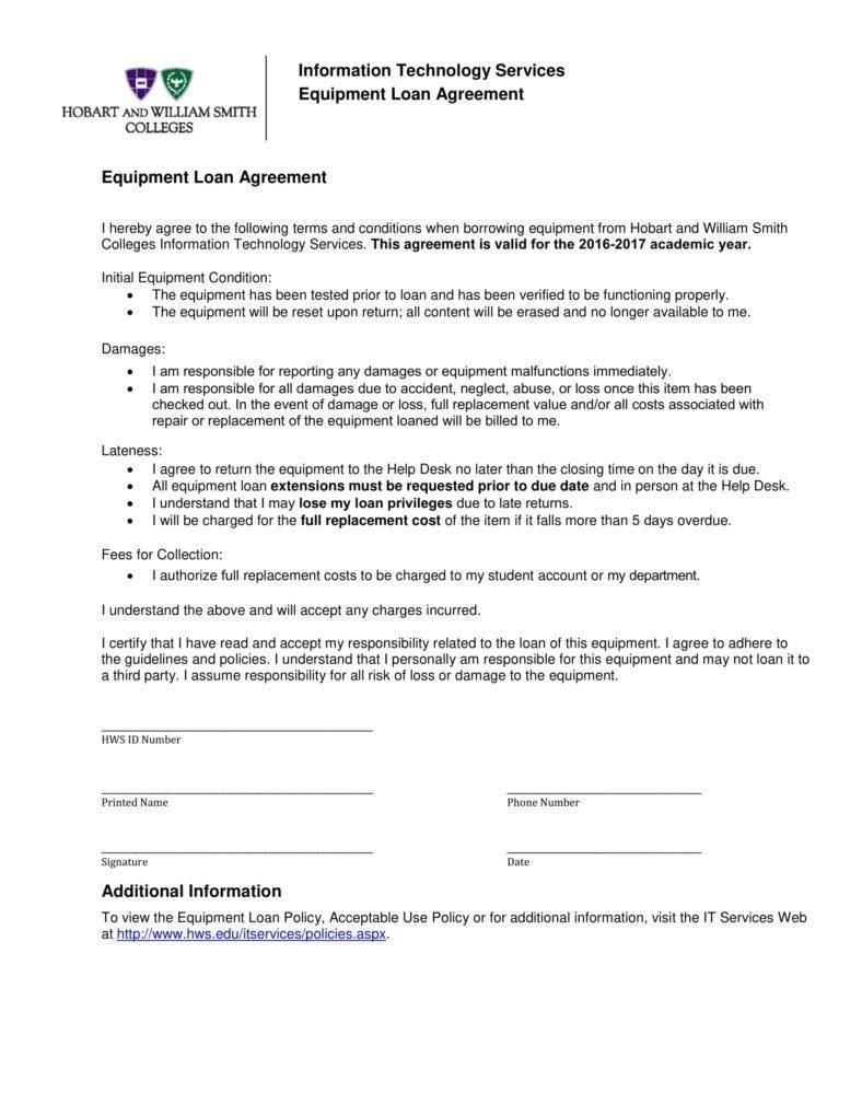 6 Equipment Loan Agreement Templates PDF Word