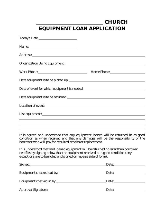 Equipment loan application