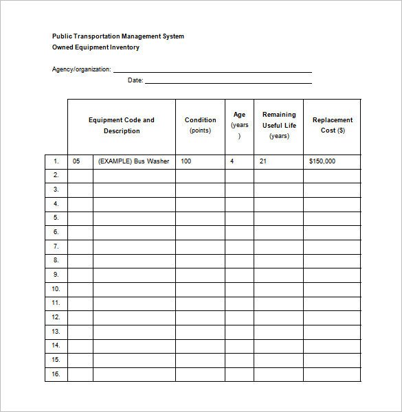 Equipment Maintenance Schedule Template Excel