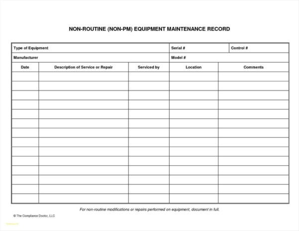 Heavy Equipment Maintenance Spreadsheet Spreadsheet