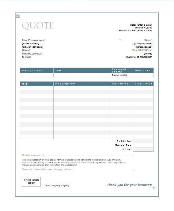 Free Quotation Templates for Word & Google Docs