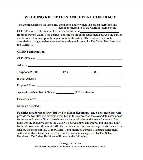 Event Contract Template 25 Download Documents in PDF
