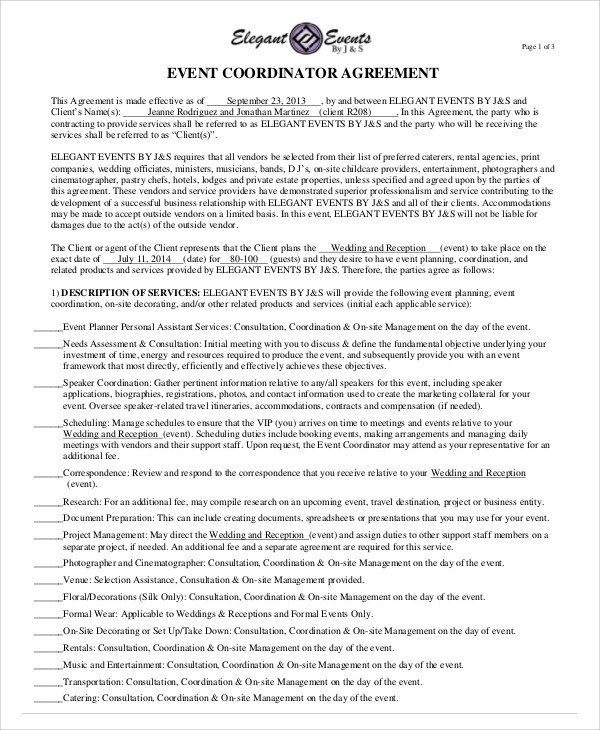 Sample Event Contract Agreement 10 Examples in Word PDF
