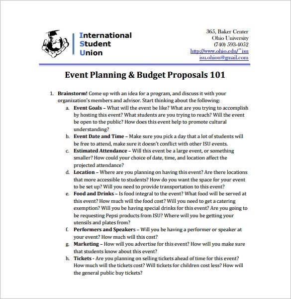 Event Proposal Template 24 Free Word PDF Format