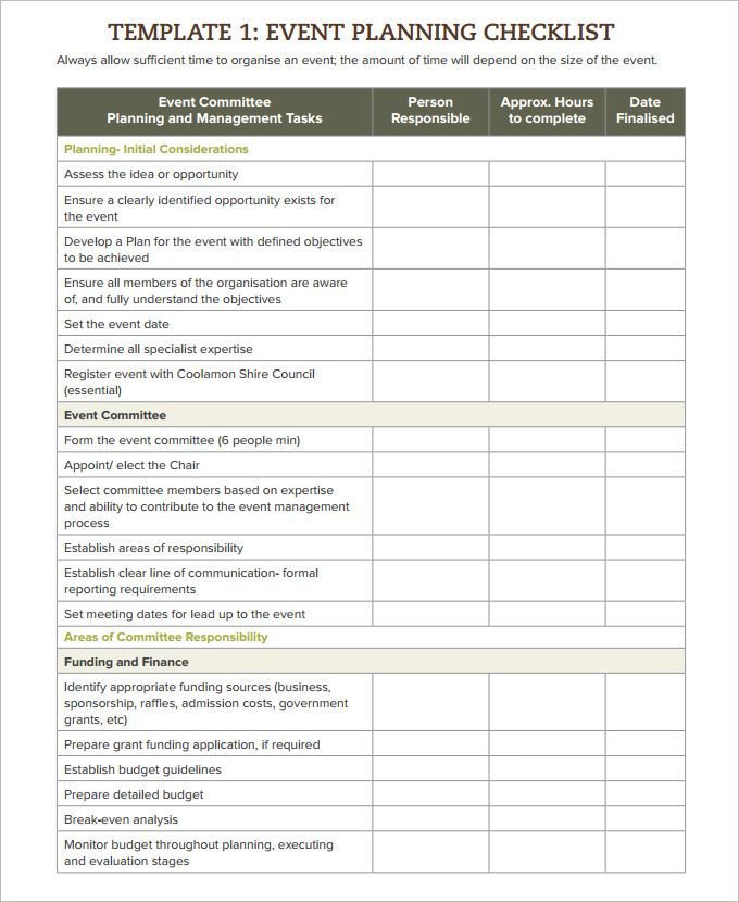 event checklist template word excel pdf documents