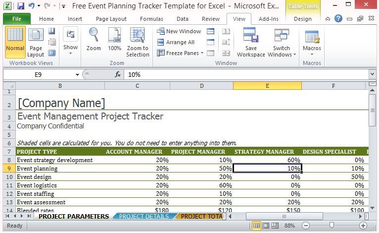 Free Event Planning Tracker Template For Excel