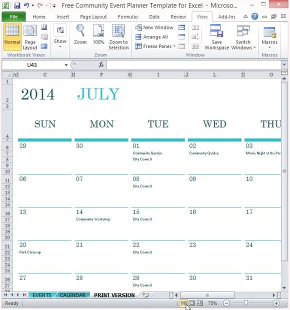 Free munity Event Planner Template For Excel