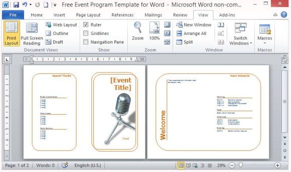 Free Event Program Template for Word