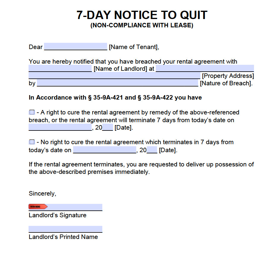 Free Alabama 7 Day Notice to ply or Quit
