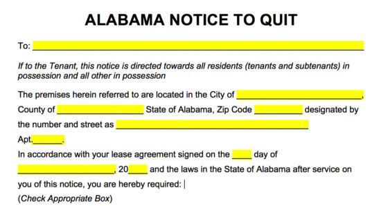 Free Alabama Eviction Notice Forms