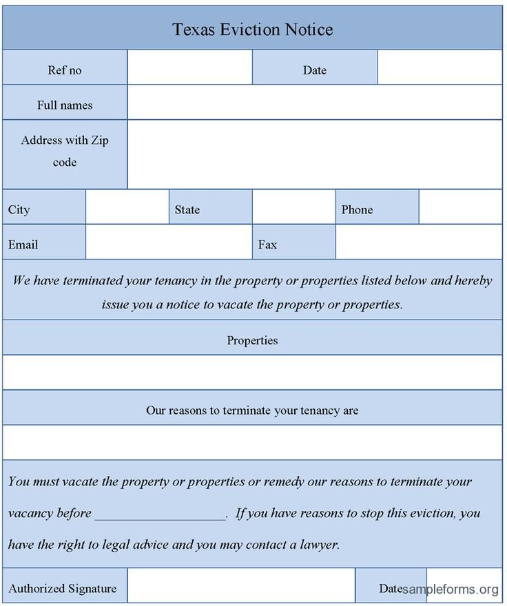 Printable Sample Eviction Notice Texas Form