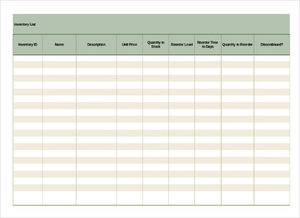 16 Inventory List Templates – Free Sample Example