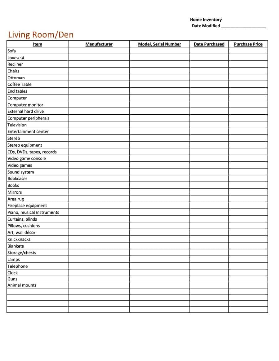 45 Printable Inventory List Templates [Home fice