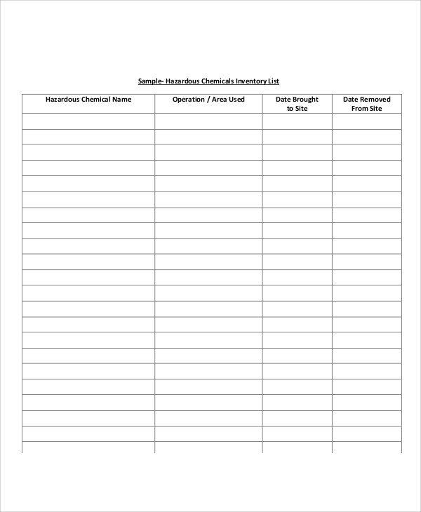 Inventory List Sample 9 Examples in Word PDF