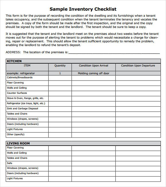 Sample Inventory Checklist 18 Documents in Word Excel PDF